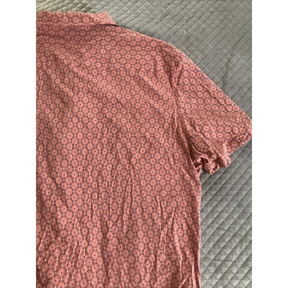 Fair Harbor Shirt Mens XL Red Geometric Short Sleeve Button Up Stretch Casual - Picture 9 of 9